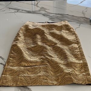 J. Crew Metallic Gold Textured Pencil Skirt